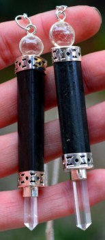 Pendel met zwarte Toermalijn en Bergkristal